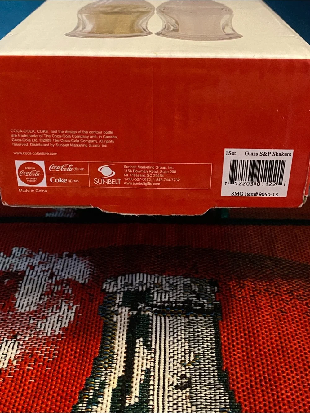 NIB 2009 Coca-Cola Glass Salt & Pepper Shakers-Coke Bottle Set-Official Licensed